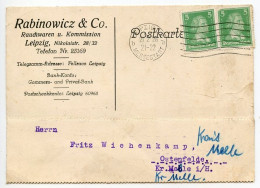 Germany 1928 Postcard; Leipzig - Rabinowicz & Co., Rauchwaren U. Kommission; 5pf. Friedrich Von Schiller X 2 - Storia Postale