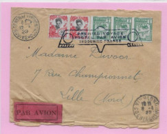 INDOCHINE POSTE AERIENNE Lettre De VINHLONG Avril 1929 Griffe PREMIER VOYAGE/ POSTAL PAR AVION/ INDOCHINE FRANCE - Lettres & Documents