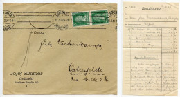 Germany 1928 Cover & Invoice; Leipzig - Josef Zimmer; 5pf. Friedrich Von Schiller, Pair - Brieven En Documenten