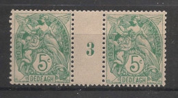 DEDEAGH - 1902-11 - N°YT. 10 - Type Blanc 5c Vert - Paire Millésimée 3 - Neuf Luxe ** / MNH / Postfrisch - Unused Stamps