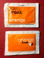 Sugar Bags,full-Orange Break, Your Break Is Orange. Packed By Navarese Zuccheri, Casaletrame-NO-. Set Of Two. - Azúcar