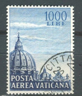 VATICANO 1953 POSTA AEREA CUPOLA 1000 LIRE USATA - Gebraucht