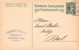 Langenthal Papeterie  A. Suter  Firmen Gewerbestempel Besonderheiten - Stamped Stationery