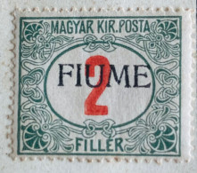 FIUME - 1915, TAXE - 2 Filler - Timbre De Hongrie Avec Surcharge - - Fiume