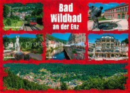 73214672 Bad Wildbad Sommerbergbahn Kurpark Statue Enz Rathaus Palais Thermal La - Autres & Non Classés