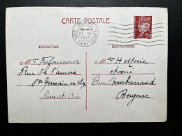 ENTIER CARTE POSTALE 1f20 PETAIN /  PARIS GARE SAINT LAZARE / 1942 POUR BERGERAC - 1921-1960: Période Moderne