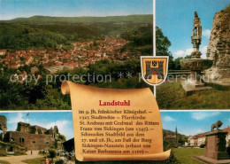 73214471 Landstuhl Stadtpanorama Burgruine Denkmal Loewenskulptur Chronik Wappen - Landstuhl