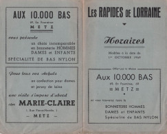 LES RAPIDES DE LORRAINE 1949 HORAIRES DES AUTOBUS FEUILLET DOUBLE METZ-VERNEVILLE ET NANCY-SARREGUEMINES - Europa