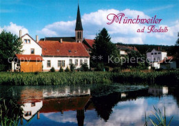 73214320 Muenchweiler Rodalb Buergerpark Teich Blick Zur Kirche Muenchweiler Rod - Autres & Non Classés
