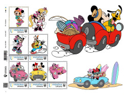 Ukraine 2024, Cars, Horse, Rolling, Disney Cartoon Characters, Sheetlet Of 6v - Ukraine