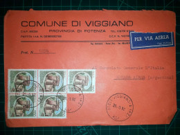 ITALIE; Enveloppe De La Commune Di Viggiano Circulée Voie Aérienne Par Avion Avec Divers Timbres-postaux (châteaux Ou Au - Posta Aerea