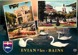74 - Evian Les Bains - Multivues - Automobiles - Blasons - Cygnes - Flamme Postale - CPM - Voir Scans Recto-Verso - Evian-les-Bains