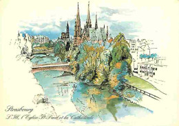 67 - Strasbourg - L'Ill - L'Eglise - Saint Paul Et La Cathédrale - Peinture - Carte Neuve - CPM - Voir Scans Recto-Verso - Strasbourg