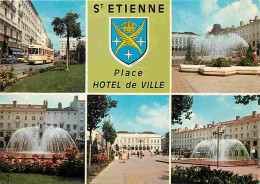 42 - Saint-Etienne - Place De L'Hotel De Ville - Multivues - Tramway - Jets D'eau - Blasons - Carte Neuve - CPM - Voir S - Saint Etienne