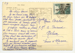 CP Postée De Menton (06) Pour Melun (77) - Vieille Ville - Timbre Le Quesnoy 1958 - Usati