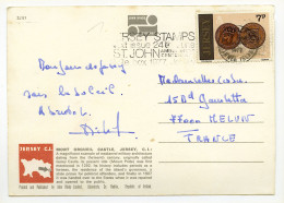 CP Postée De Jersey (Angleterre) Pour Melun (77) - Mont Orgueil Castle - Timbre 7p 1977 - Oblitérés