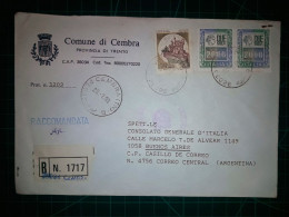 ITALIE; Enveloppe De La Commune Di Cembra Circulée Voie Aérienne Par Avion Avec Divers Timbres-postaux (châteaux Ou Autr - Airmail