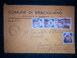 ITALIE; Enveloppe De La Commune Di Bracigliano Circulée Voie Aérienne Par Avion Avec Divers Timbres-postaux (châteaux Ou - Posta Aerea