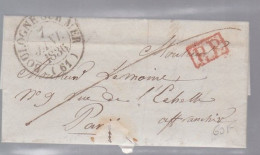 Une Lettre Dite Précurseurs    Lettre  Cachet Boulogne -Sur  - Mer   7 Janvier 1836  PP Rouge Pour Paris - 1801-1848: Précurseurs XIX