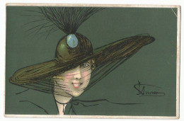 Italy Postcard Oude Postkaart Carte Postale CPA Woman Women's Fashion Hat Chapeau Femme Mode Féminine - Other & Unclassified