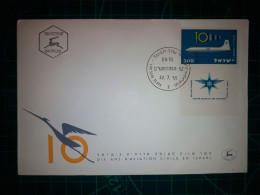 ISRAËL, Enveloppe Commémorative "10 Ans D'aviation Civile En Israël" Avec Cachet De La Poste Et Timbre-poste Spécial. - FDC