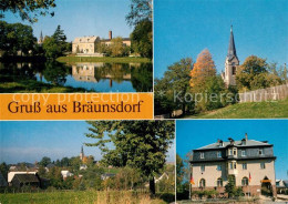 73179297 Braeunsdorf Oberschoena Grosser Teich Kirche Rathaus  - Other & Unclassified