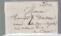 Une Lettre Dite Précurseurs  13 Bayeux  Destination  Caen 1816 - 1801-1848: Précurseurs XIX