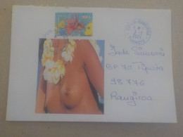 A SAISIR - POLYNESIE FSE TAHITI - VAHINE SEINS NUS - ENVELOPPE TIMBREE - MARCOPHILIE CACHET POSTAL BLEU TIPUTA TUAMOTU - Briefe U. Dokumente