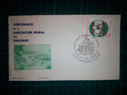 RÉPUBLIQUE ORIENTALE DE L'URUGUAY, Enveloppe FDC Commémorant Le "Centenaire De L'Association Rurale De L'Uruguay". Timbr - Uruguay