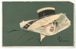 Italy Postcard Oude Postkaart Carte Postale CPA Woman Women's Fashion Hat Chapeau Femme Mode Féminine (un Coin Abimé) - Altri & Non Classificati