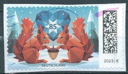 ALLEMAGNE ALEMANIA GERMANY DEUTSCHLAND BUND  2023 SQUIRRELS IN THE SNOW S/A USED ON PAPER MI 3802 - Used Stamps