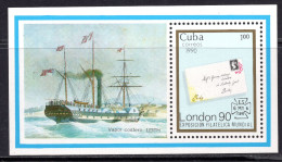 Cuba 1990 - Stamp World "London '90" The Stamp Exhibition - Ship - MNH S/S - Ongebruikt