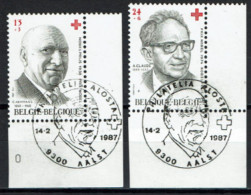 België 1987 OBP 2241/42 Rode Kruis Croix-Rouge, Corneel Heymans, Albert Claude - Physiologie, Médecine - Gebruikt