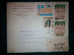 RÉPUBLIQUE D'URUGUAY ; Enveloppe De "Barraca Carlos A. Cravea" Distribuée à Buenos Aires, Argentine Avec Une Variété De - Uruguay