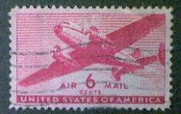 United States, Scott #C25, Used(o), 1941 Air Mail, Transporter Series, 6¢, Carmine - 2a. 1941-1960 Usati