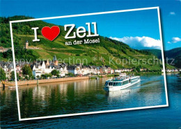 73173252 Zell Mosel Blick Zum Ort Mit Fahrgastschiff Zell Mosel - Andere & Zonder Classificatie