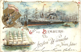 Gruss Aus Hamburg - Litho - Neujahr - Andere & Zonder Classificatie