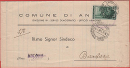 ITALIA - Storia Postale Repubblica - 1951 - 10 Italia Al Lavoro (Isolato) - Corrispondenza Tra Sindaci - Comune - Viaggi - 1946-60: Storia Postale