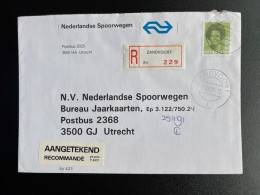 NETHERLANDS 1991 REGISTERED LETTER ZANDVOORT TO UTRECHT 09-12-1991 NEDERLAND AANGETEKEND - Lettres & Documents