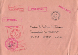 ENVELOPPE AVEC CACHET PATROUILLEUR  P 760  PETULANTE - GENDARMERIE NOUVELLE CALEDONIE - NOUMEA R.P. MARINE LE 4/12/1989 - Seepost