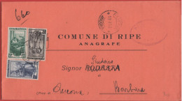 ITALIA - Storia Postale Repubblica - 1952 - 10 + 2 + 1 Italia Al Lavoro - Corrispondenza Tra Sindaci - Comune - Viaggiat - 1946-60: Marcofilie