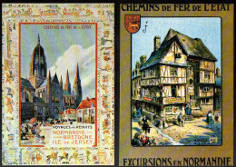 Lot De 2 CP. PUBLICITE. Vieilles Affiches Du Temps Passé: Chemin De Fer: Bayeux. - Publicité