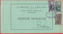 ITALIA - Storia Postale Repubblica - 1952 - 10 + 2 + 1 Italia Al Lavoro - Corrispondenza Tra Sindaci - Comune - Viaggiat - 1946-60: Marcophilia