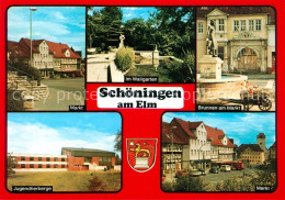 73170634 Schoeningen Markt Jugendherberge Wallgarten Brunnen  Schoeningen - Autres & Non Classés