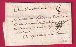 MARQUE PONTOISE SEINE ET OISE 1747 EN ROUGE LENAIN N°1A INDICE 20 POUR CHATILLON SUR SEINE COTE D'OR TAXE MODIFIEE - 1701-1800: Precursores XVIII