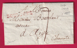 PETITE POSTE DE BANLIEUE MARQUE BOULOGNE ROUGE SEINE PARIS LENAIN N°117 INDICE 19 POUR AIGRE CHARENTE SIGNE BAUDOT - 1701-1800: Précurseurs XVIII