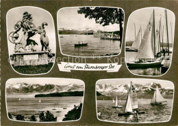 73169388 Starnbergersee Segelregatta Alpenblick Statue Skulptur Starnbergersee - Starnberg