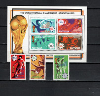Antigua 1978 Football Soccer World Cup Set Of 3 + S/s MNH - 1978 – Argentina