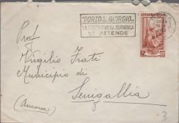 ITALIA - Storia Postale Repubblica - 1953 - 25 Italia Al Lavoro (Isolato) + Flamme Porto San Giorgio - Lettera - Viaggia - 1946-60: Marcophilia