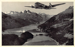 Suisse - Douglas DC4 ZU-ILI De Swiss Air Lines Survolant Lac - Ed. L.M. Kohler  - Altri & Non Classificati